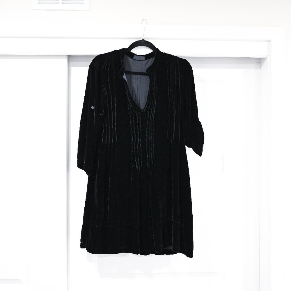 CP Shades Size XS Velvet Roll Sleeve V-Neck Boho Blouse